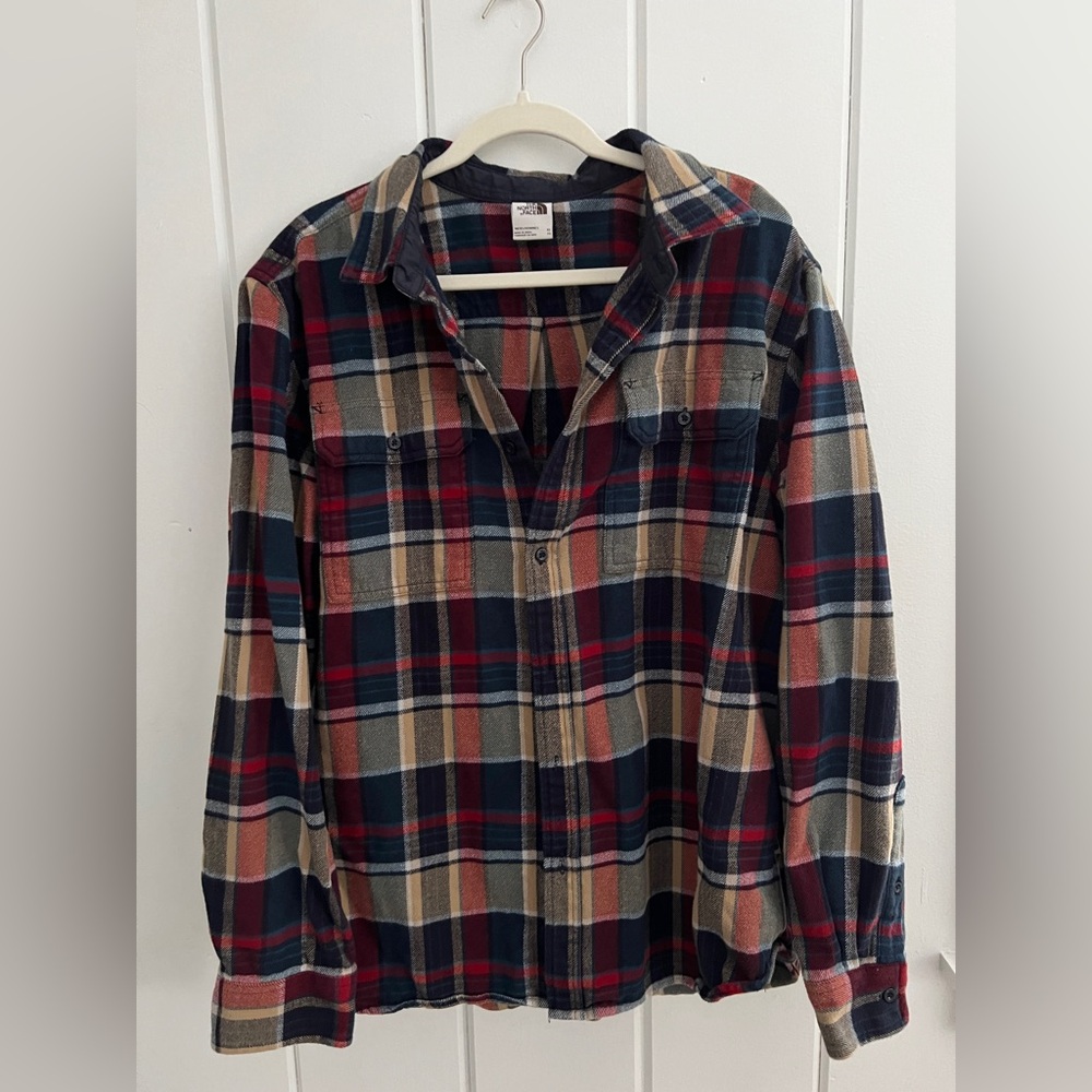 The North Face Casual Plaid Shirt - Navy, Red, and Beige